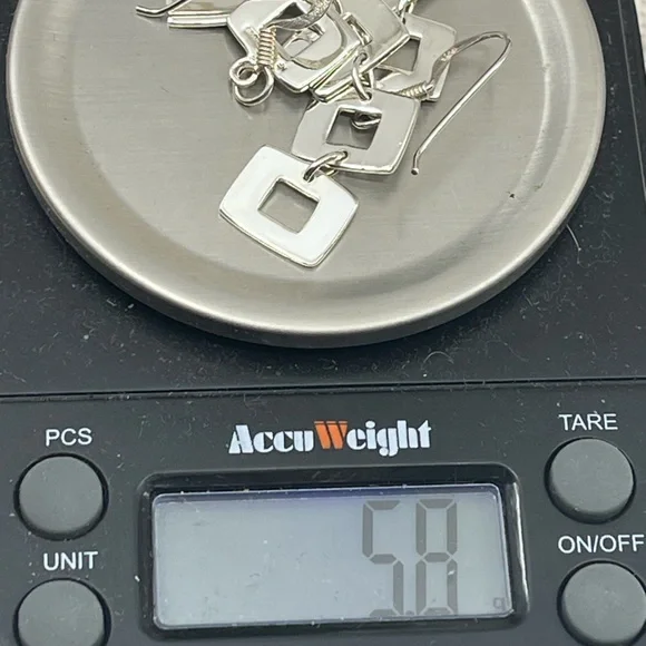 Vintage Sterling Silver Geometric Dangle Earrings | NF 925 Thailand | 5.8g - Picture 17 of 17